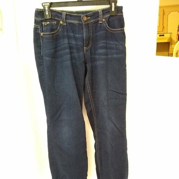 JORDACHE jeans Blue Bootcut Distressed Lycra Embroidery Pockets Size 14 27ins. - Picture 2 of 11